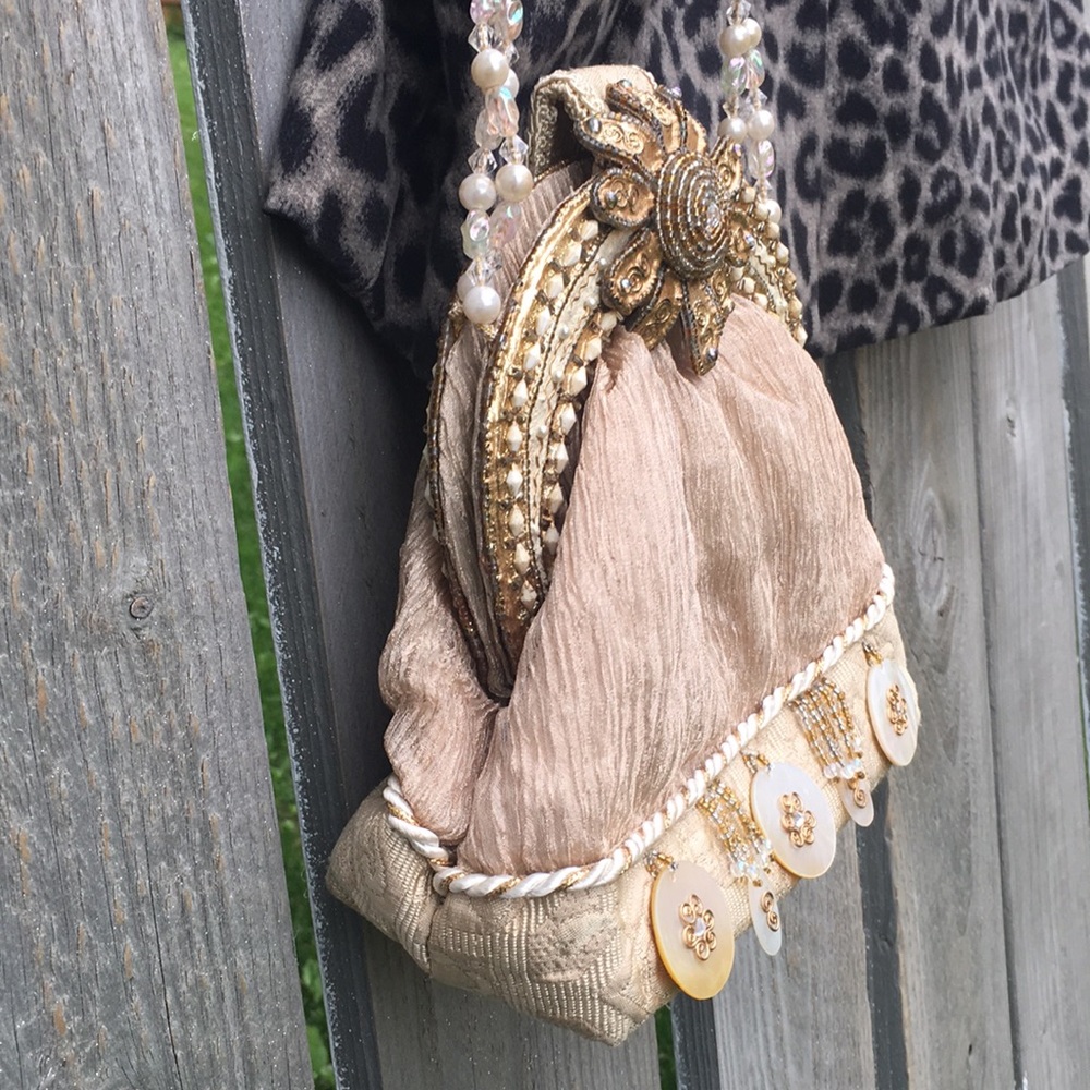 Mary Frances Gold Handbag Purse vintage - Picture 9 of 16